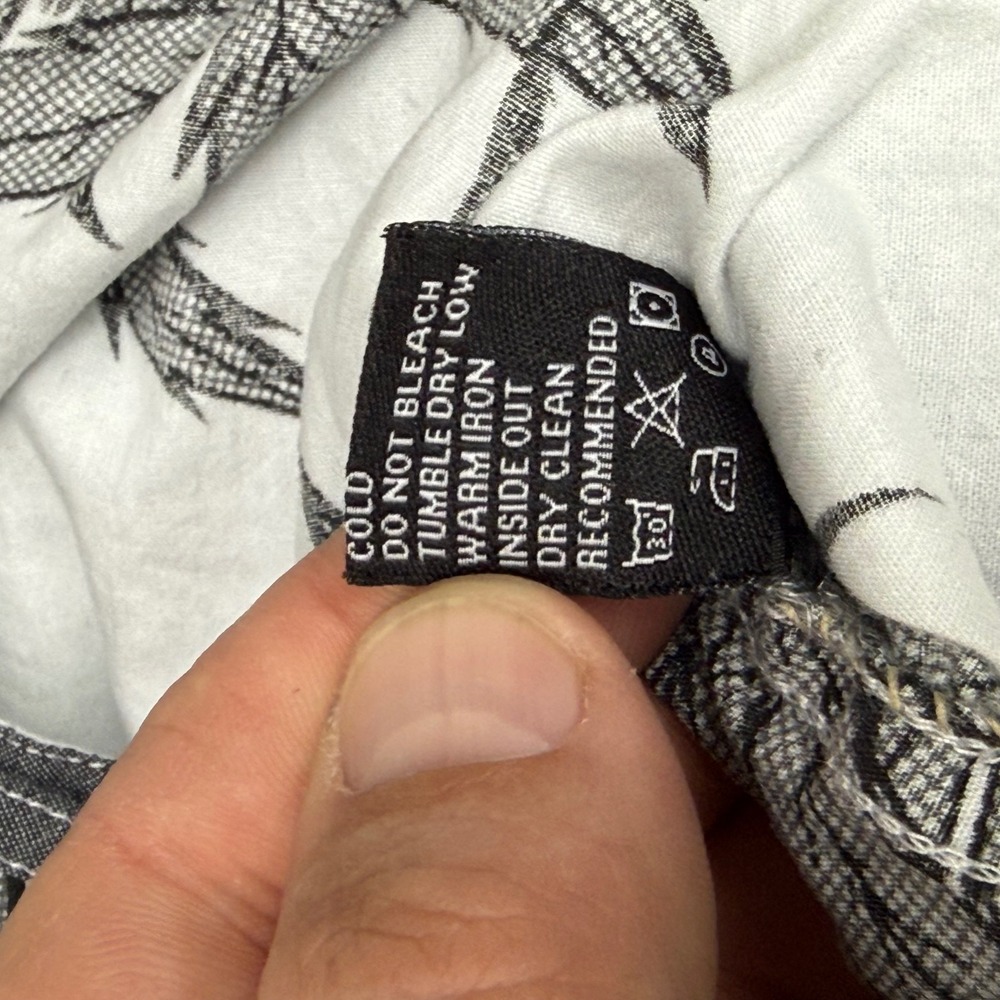 Eighty Eight Mens XL White Black Pot Leaf Print Cotton Short Sleeve Button Down - Picture 10 of 11